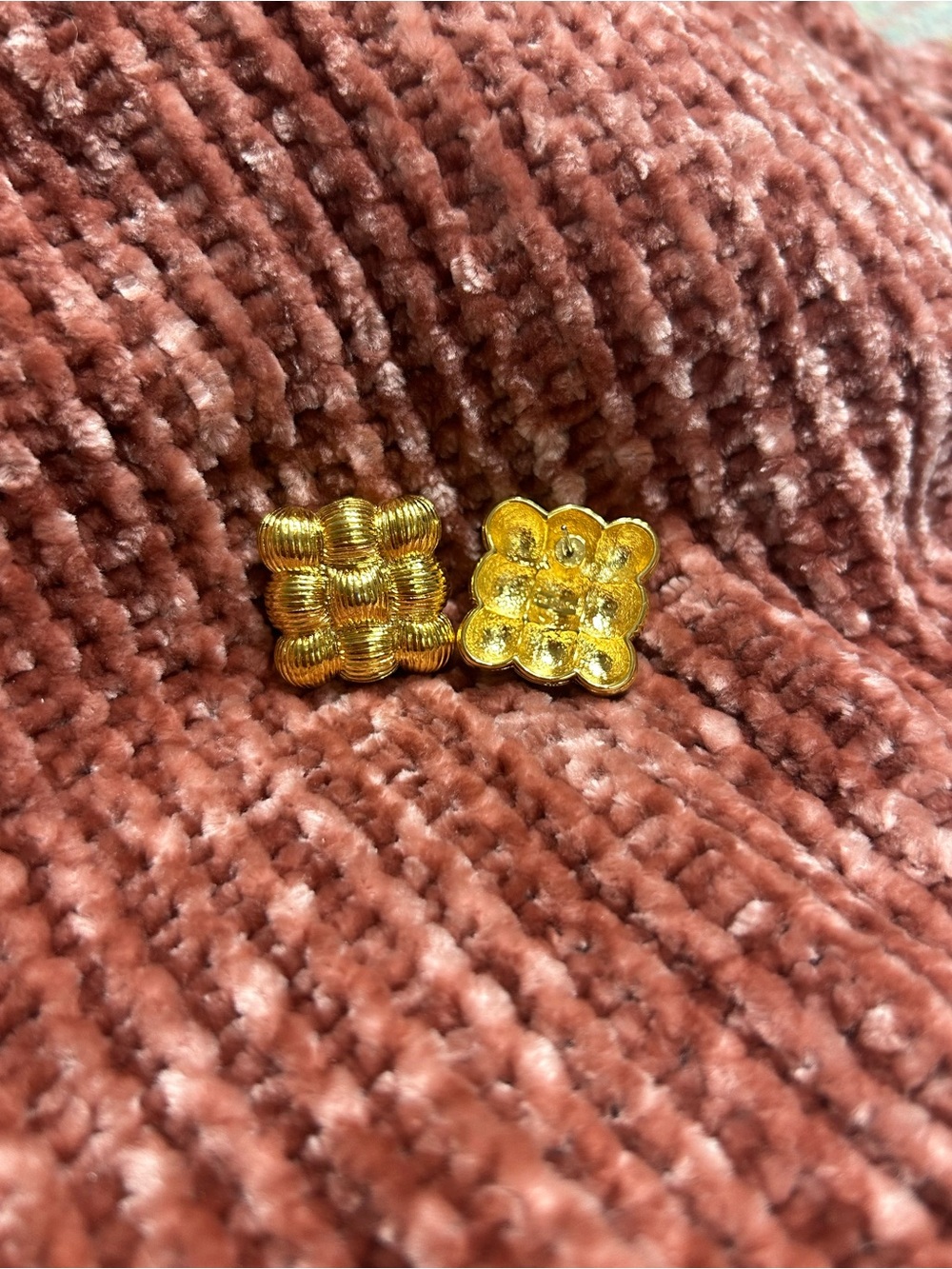 Trifari Vintage Woven Basket Post Earrings